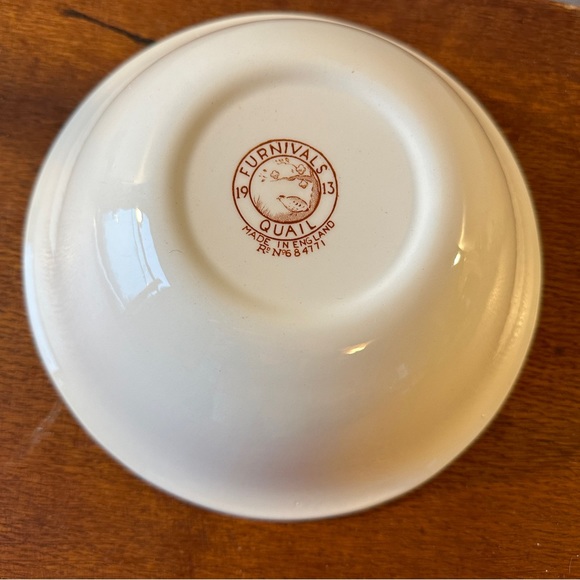 8 in Round Serving Bowl Furnivals 1913 Brown Quail Made in England - Picture 3 of 8